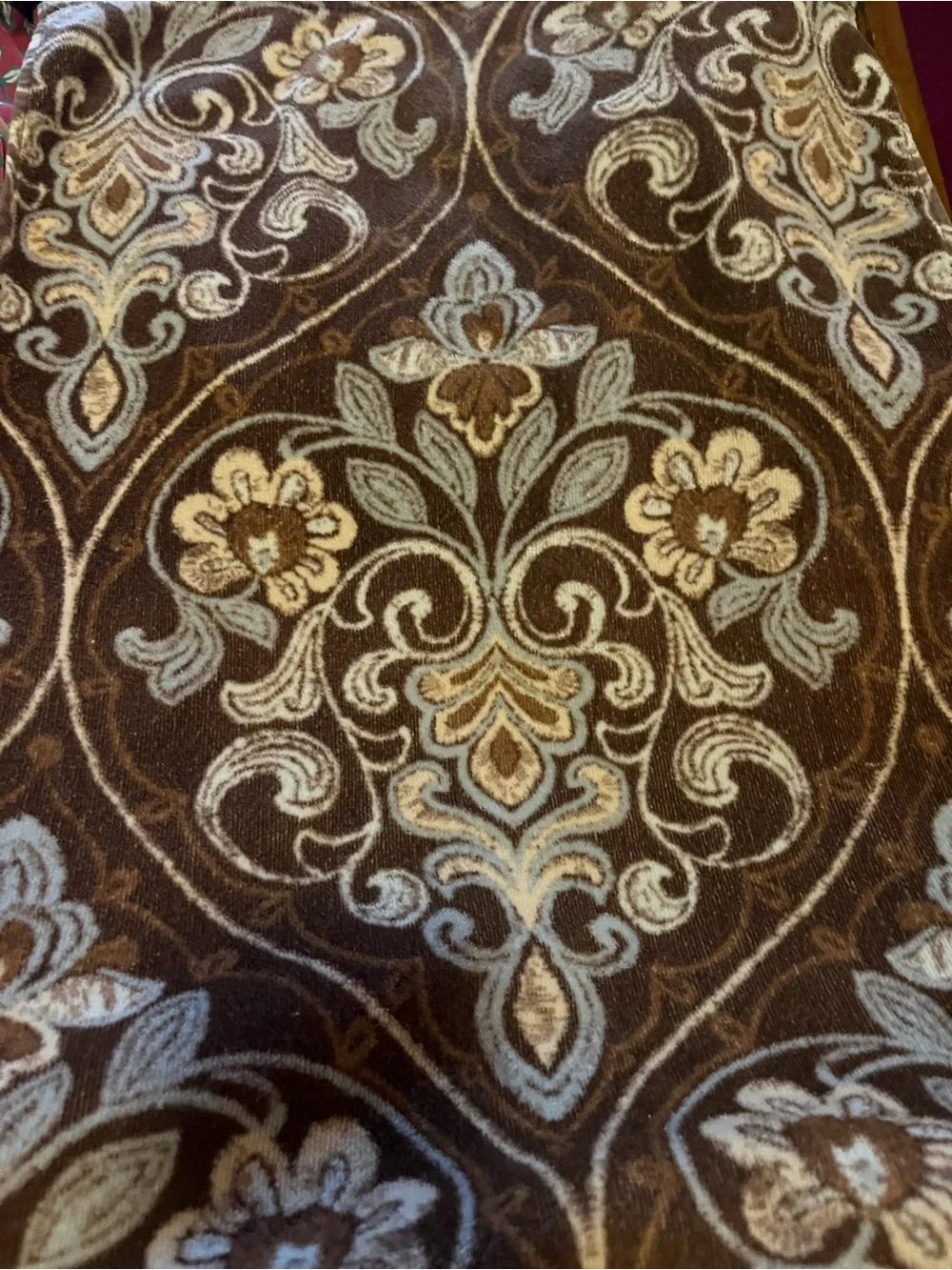 Brown and Light Blue Floral Plush Hand Towel